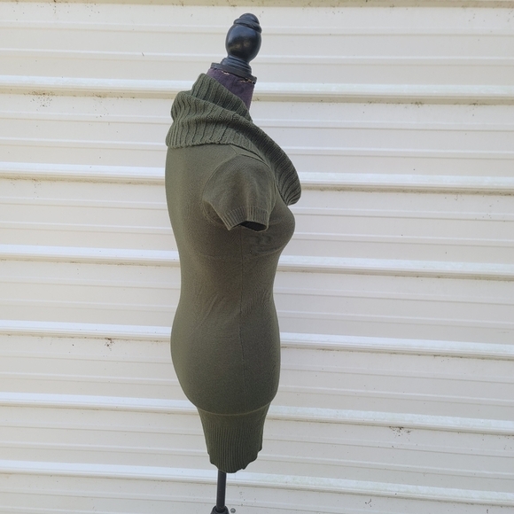 Sweater Project women's Argyle Knit Cowl Neck Fitted Sweater Dress Green Sz S - Picture 3 of 9